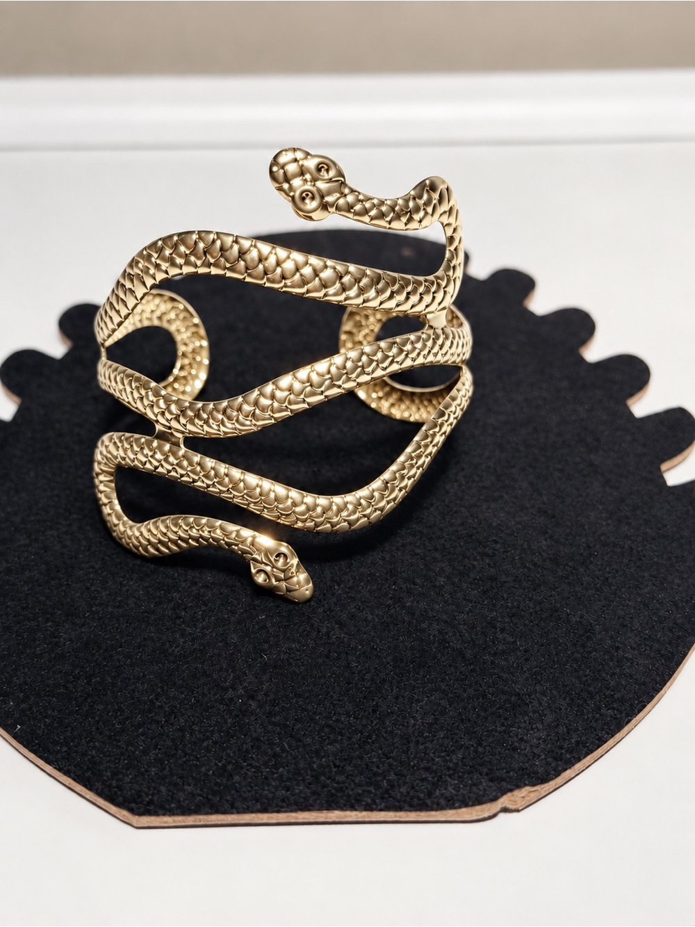 Gold Tone Snake Upper Arm Cuff Bracelet Adjustable